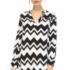 Regular Size * | Zoozie La Tunic Top Blouse Black White Chevron Zigzag Black White Regular Size