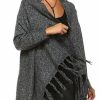 Regular Size * | Zoozie La Cowl Aztec Cardigan Tribal Sweater Ponchos Gray Charcoal