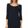 Regular Size * | Zoozie La Regular Size Strappy Back Dress Sleeveless And 3/4 Sleeve Black