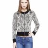 Regular Size * | Zoozie La Regular Size Acyrlic Shiny Short Jacket Diamond Aztec Black Silver