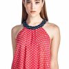 Regular Size * | Zoozie La Sleeveless Polka Dot Top Red White Navy Regular Size