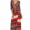 Regular Size * | Zoozie La Maxi Dress With Sleeves Rai Red