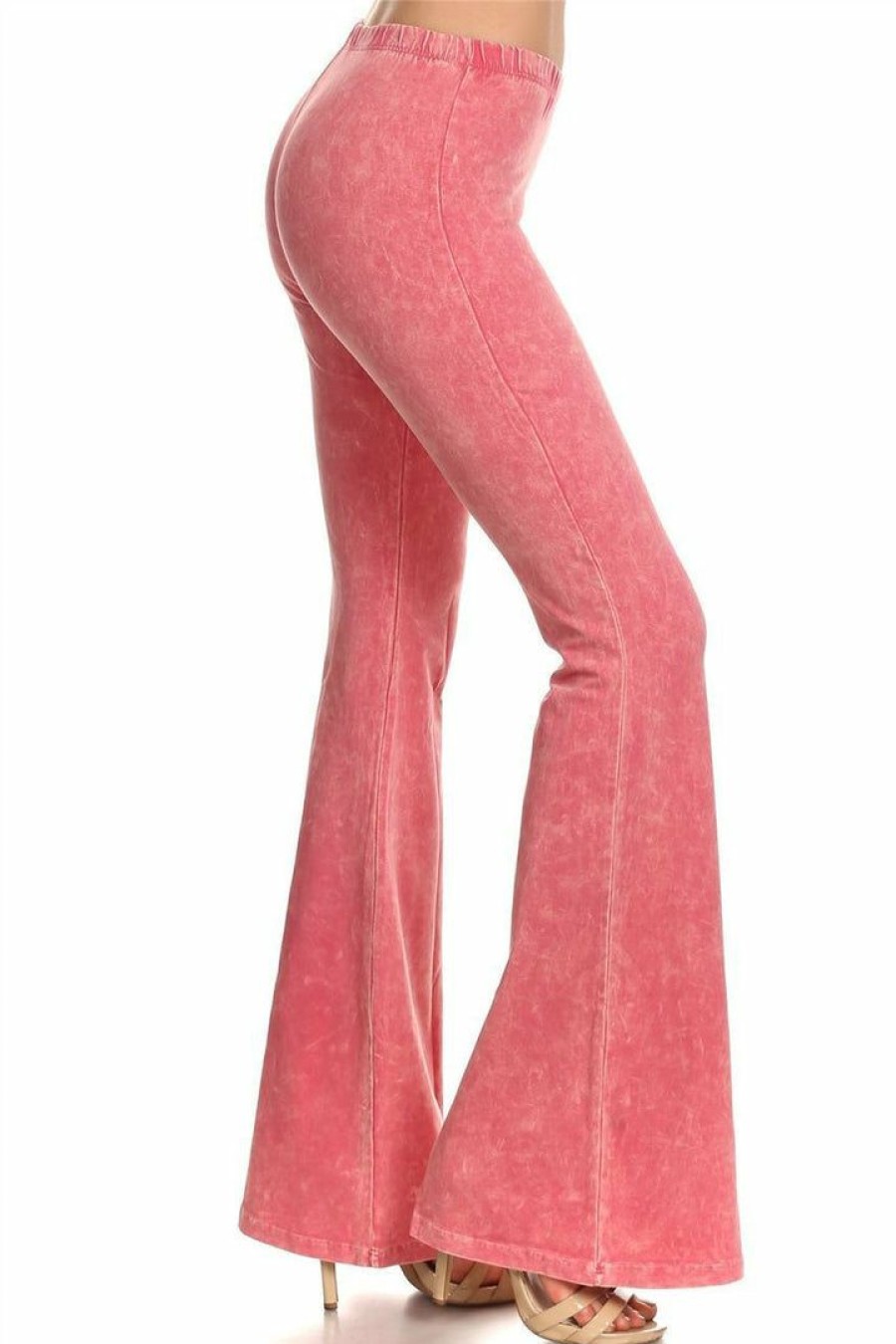 Regular Size * | Zoozie La Bell Bottoms Yoga Pants Denim Colored Pink Denim Colored Yoga Pants Pink