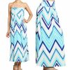 Regular Size * | Zoozie La Regular Size Maxi Skirt Convertible Dress Blue Chevron Blue/White