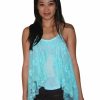 Regular Size * | Zoozie La Blouses Sleeveless Top Lace Butterfly Blue Regular Size