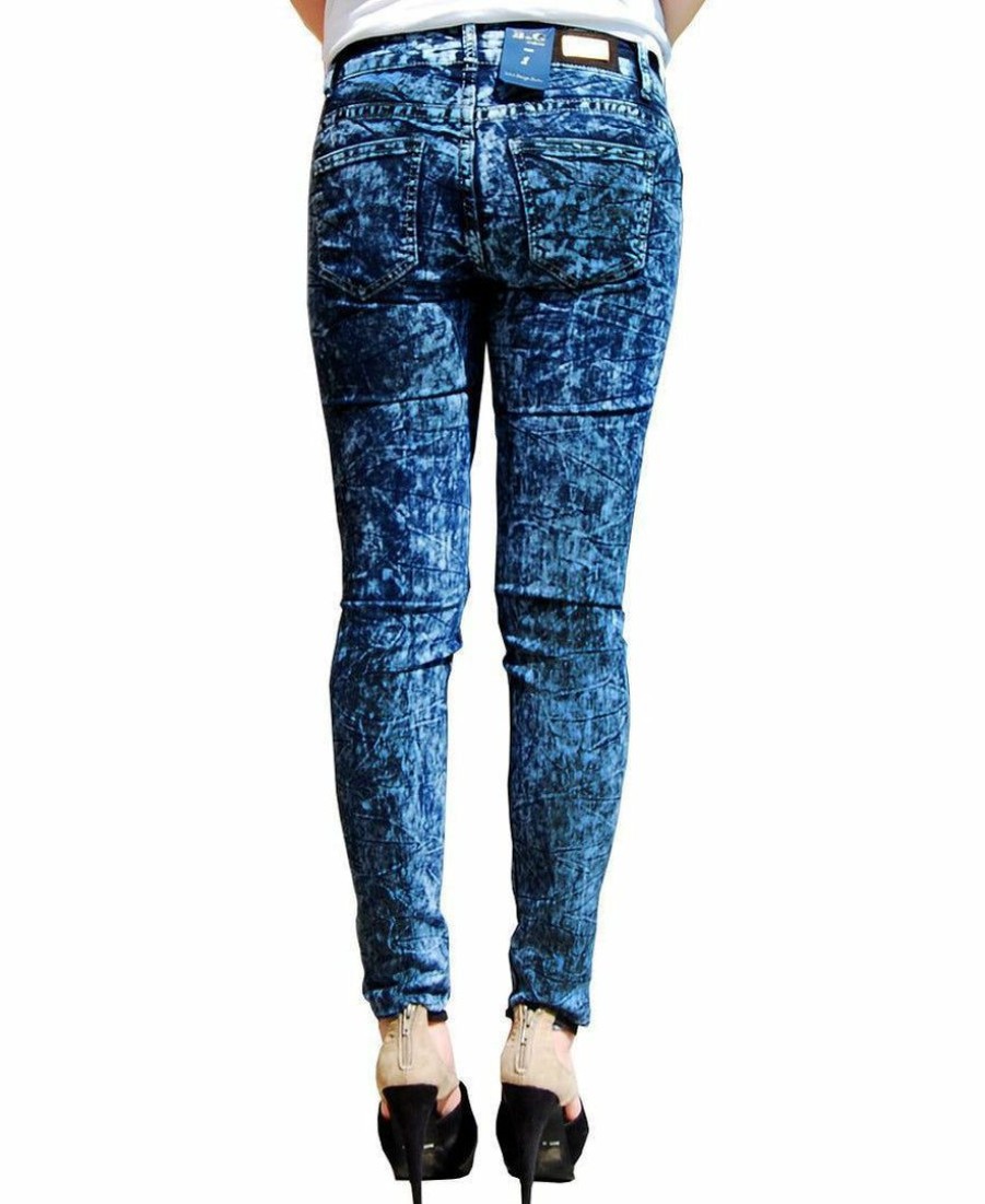 Plus Size * | Zoozie La New B&G Women"S Stone Washed Faded Denim Slim Skinny Mid Rise Blue Jeans Pants