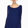 Regular Size * | Zoozie La Regular Size Tunic Top Shirt Dress Oversized Round Neck Long Sleeve Navy