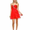 Regular Size * | Zoozie La Regular Size Strapless Jewel Chest With Drape Skirt Red Plus