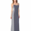 Regular Size * | Zoozie La Maxi Dress Sleeveless Striped Navy Chevron Regular Size