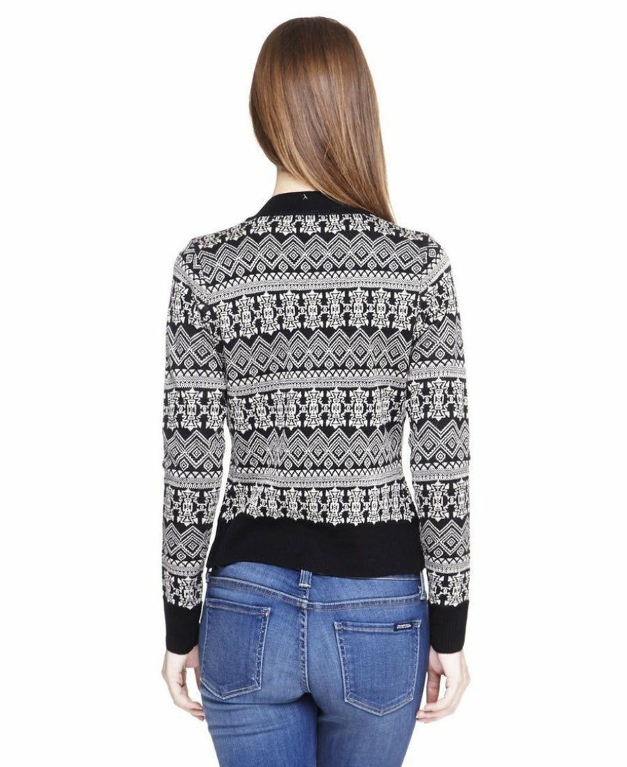 Regular Size * | Zoozie La Acyrlic Shiny Short Jacket Native Aztec Black Silver Regular Size