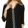 Regular Size * | Zoozie La Embroidered Shirt With Long Sleeves Floral Lace Black