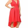 Regular Size * | Zoozie La Plus Size Pleated Midi Cocktail Dress With Empire Waist Coral Regular Size