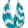 Regular Size * | Zoozie La Fashion Scarf Infinity Shawl Teal Chevron One Size