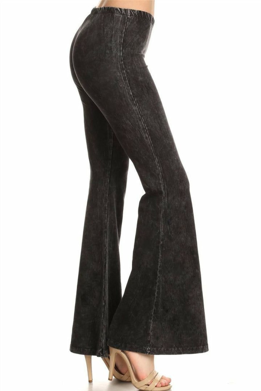 Regular Size * | Zoozie La Bell Bottoms Yoga Pants Denim Colored Regular Size Charcoal Gray