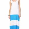 Regular Size * | Zoozie La Racerback Maxi Dress Sleeveless White Blue