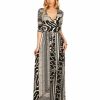 Regular Size * | Zoozie La Regular Size Maxi Dress With Sleeves Vertical Tribal Black Tan